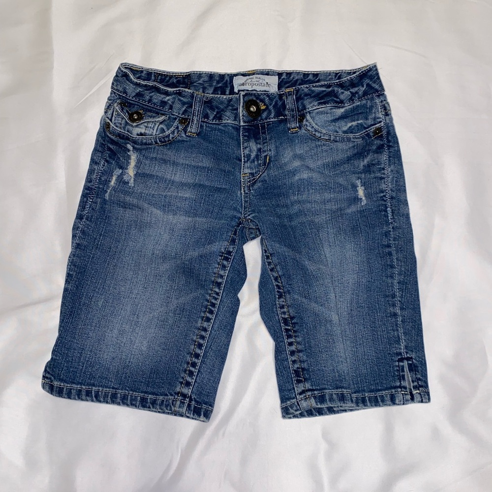 Aeropostale Distressed Blue Denim Shorts